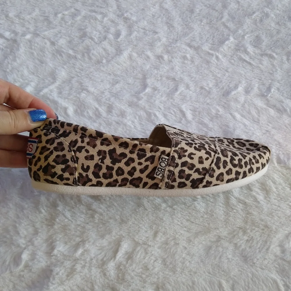 BOBS From Skechers Memory Foam Leopard Print Flats